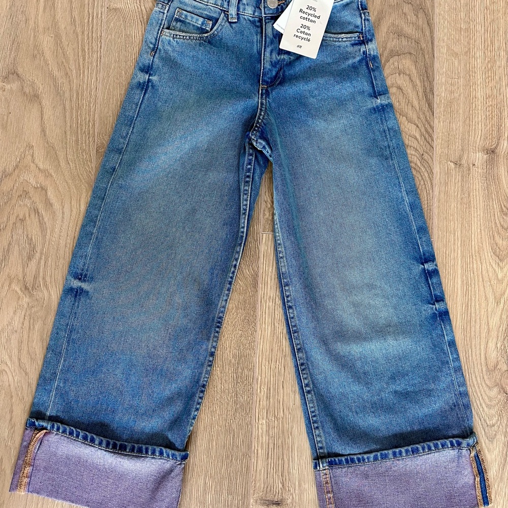 H&M Girls Wide-Leg Denim Jeans in Blue size 7